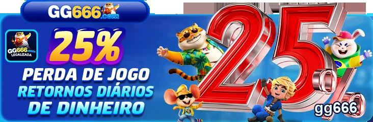 Visão do site gg666 com oferta de 25% em retornos diários.